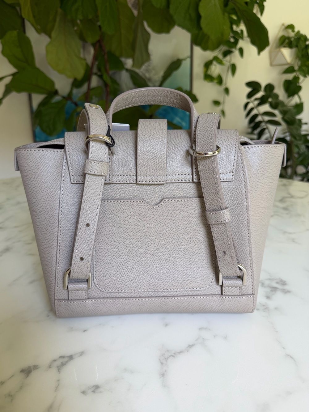 Nwt Senreve Mini Maestra Pebbled Leather Backpack Crossbody Satchel Bag Sand — image 4 of 8